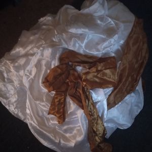 Yards of top quality white and brown satin